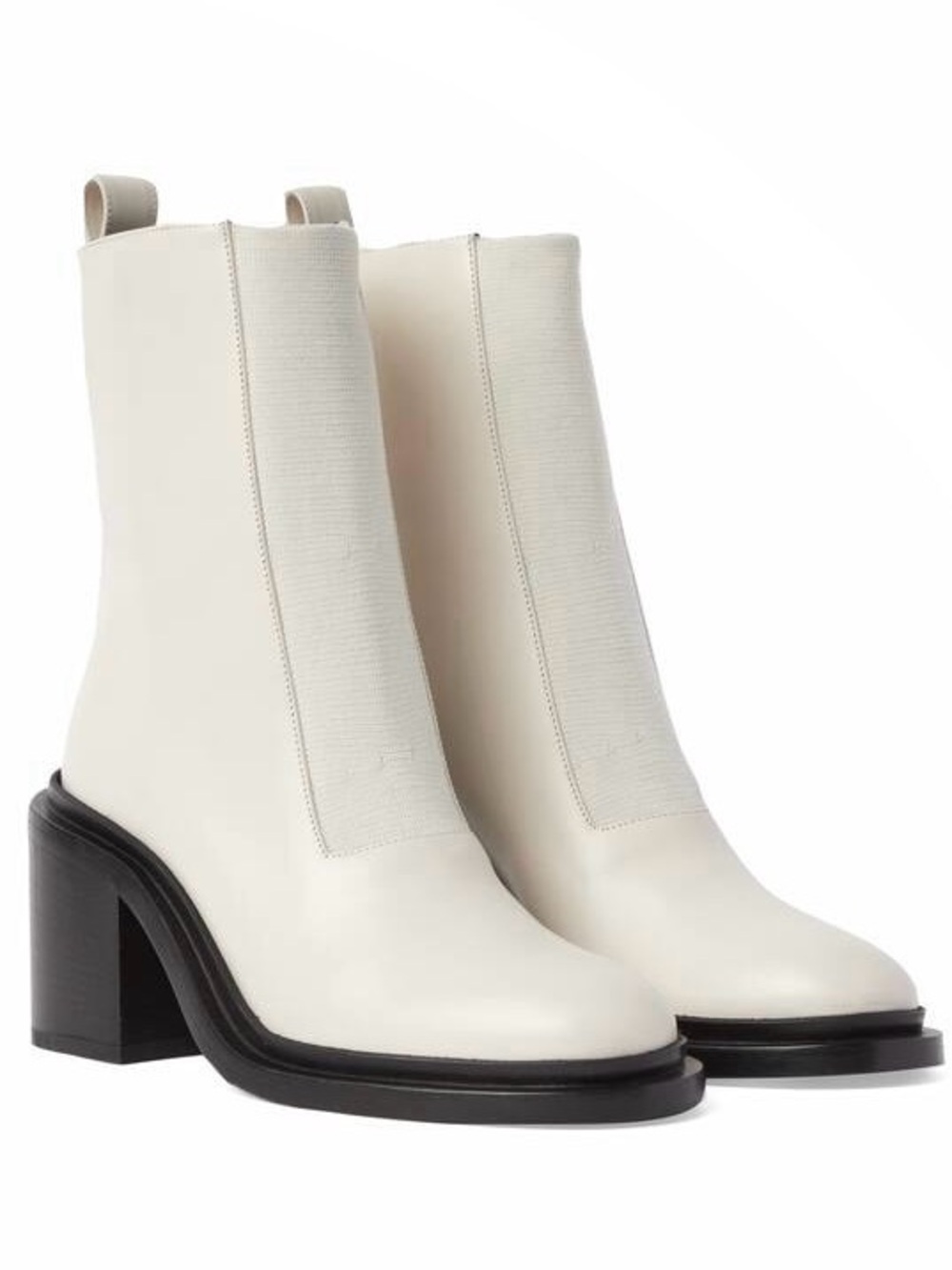 JIL SANDER OFF-WHITE LEATHER ANKLE BOOTS